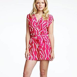 Presley Skye Romper - Pink & White Abstract Print